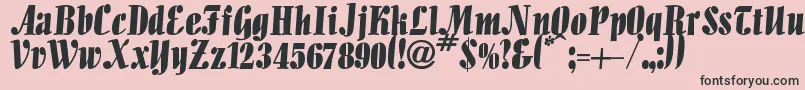 Iguana-fontti – mustat fontit vaaleanpunaisella taustalla