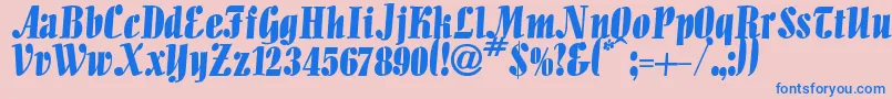 フォントIguana – ピンクの背景に青い文字