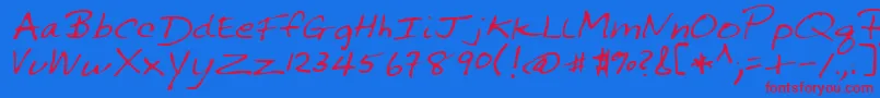 SonniRegular Font – Red Fonts on Blue Background