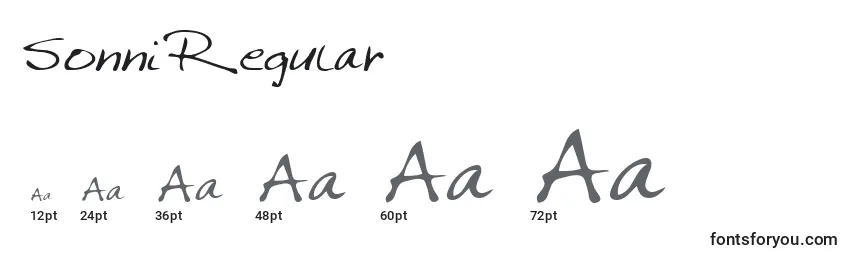 Размеры шрифта SonniRegular