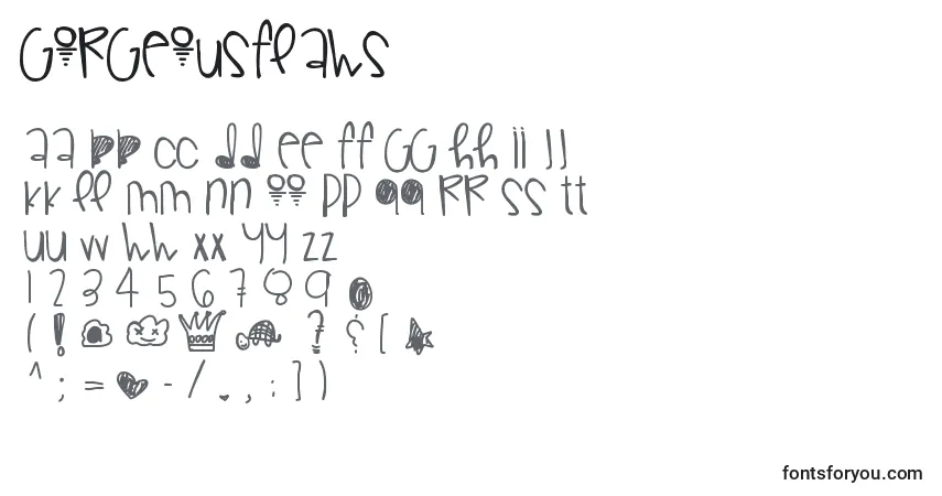 Schriftart Gorgeousflaws – Alphabet, Zahlen, spezielle Symbole