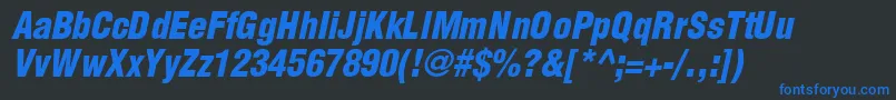 Fonte SwitzerlandcondblackItalic – fontes azuis em um fundo preto