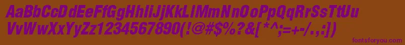 SwitzerlandcondblackItalic Font – Purple Fonts on Brown Background