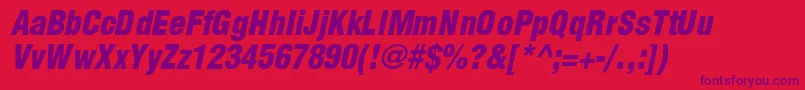 SwitzerlandcondblackItalic Font – Purple Fonts on Red Background