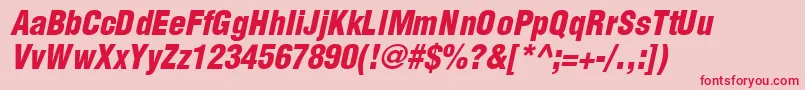 SwitzerlandcondblackItalic Font – Red Fonts on Pink Background