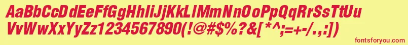 SwitzerlandcondblackItalic Font – Red Fonts on Yellow Background