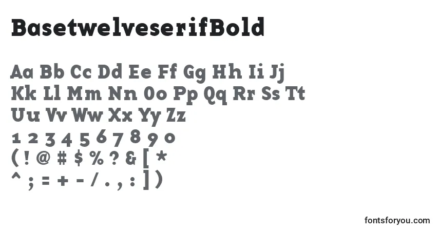 Schriftart BasetwelveserifBold – Alphabet, Zahlen, spezielle Symbole