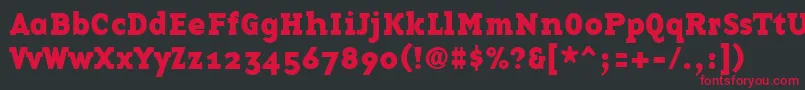 フォントBasetwelveserifBold – 黒い背景に赤い文字