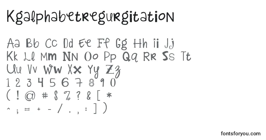 A fonte Kgalphabetregurgitation – alfabeto, números, caracteres especiais