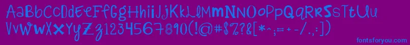 フォントKgalphabetregurgitation – 紫色の背景に青い文字