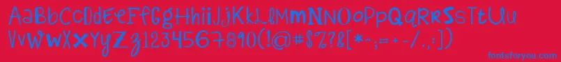 Kgalphabetregurgitation Font – Blue Fonts on Red Background