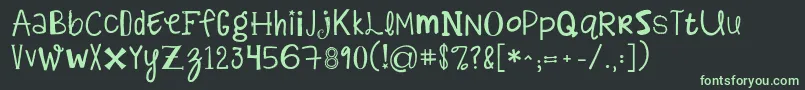 フォントKgalphabetregurgitation – 黒い背景に緑の文字
