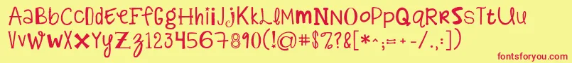 Kgalphabetregurgitation Font – Red Fonts on Yellow Background