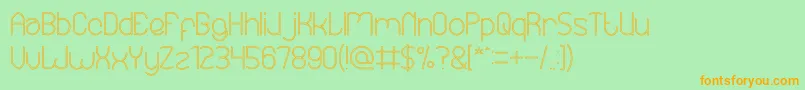 フォントEssentialArrangementHollow – オレンジの文字が緑の背景にあります。