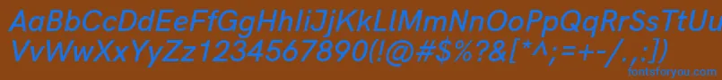 Czcionka HkgroteskSemiboldlegacyitalic – niebieskie czcionki na brązowym tle