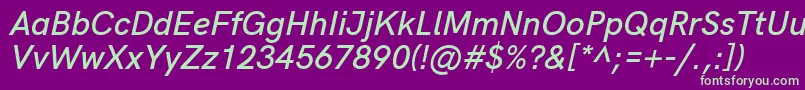 fuente HkgroteskSemiboldlegacyitalic – Fuentes Verdes Sobre Fondo Morado