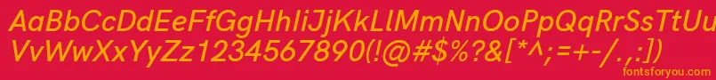 フォントHkgroteskSemiboldlegacyitalic – 赤い背景にオレンジの文字