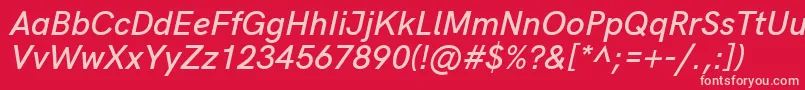 Fonte HkgroteskSemiboldlegacyitalic – fontes rosa em um fundo vermelho