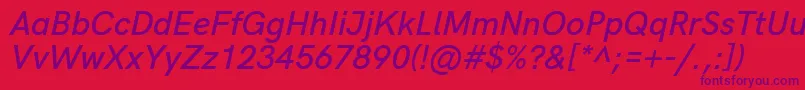 Fonte HkgroteskSemiboldlegacyitalic – fontes roxas em um fundo vermelho