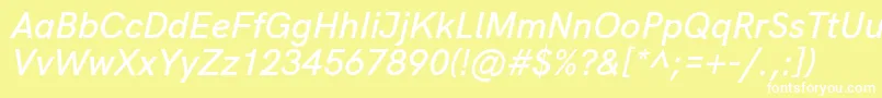 HkgroteskSemiboldlegacyitalic Font – White Fonts on Yellow Background