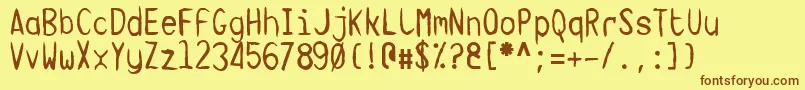 TargaMsHand Font – Brown Fonts on Yellow Background
