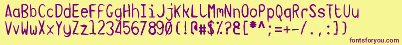 TargaMsHand Font – Purple Fonts on Yellow Background