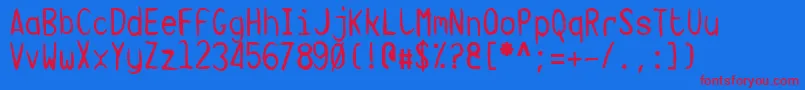 TargaMsHand Font – Red Fonts on Blue Background