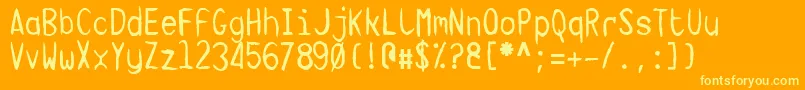 Saiba mais sobre a fonte TargaMsHand Fonte TargaMsHand – fontes amarelas em um fundo laranja