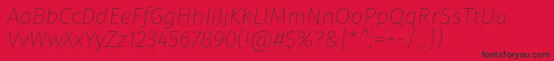 Fonte FirasansThinitalic – fontes pretas em um fundo vermelho