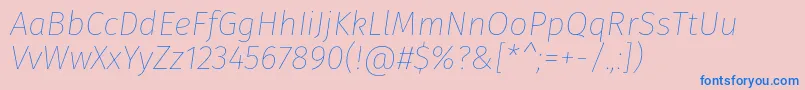 FirasansThinitalic-Schriftart – Blaue Schriften auf rosa Hintergrund