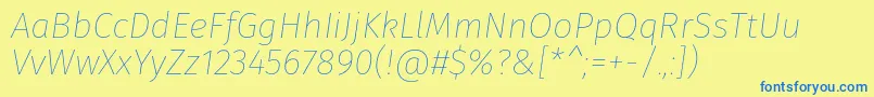FirasansThinitalic-Schriftart – Blaue Schriften auf gelbem Hintergrund