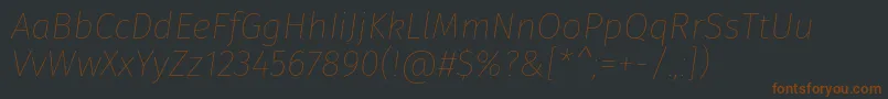 FirasansThinitalic-Schriftart – Braune Schriften auf schwarzem Hintergrund
