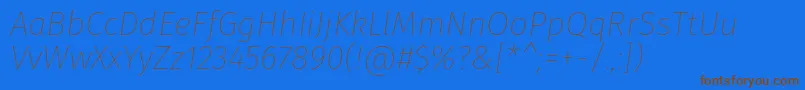 FirasansThinitalic-Schriftart – Braune Schriften auf blauem Hintergrund