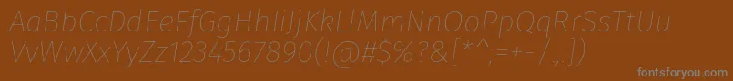 Weitere Informationen zur FirasansThinitalic-Schriftart FirasansThinitalic-Schriftart – Graue Schriften auf braunem Hintergrund