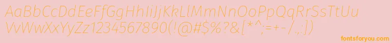 FirasansThinitalic-Schriftart – Orangefarbene Schriften auf rosa Hintergrund