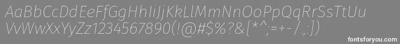 FirasansThinitalic-fontti – valkoiset fontit harmaalla taustalla