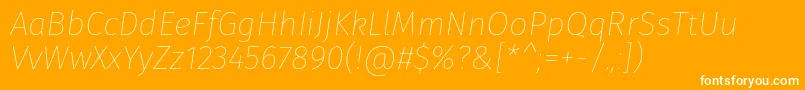 FirasansThinitalic-Schriftart – Weiße Schriften auf orangefarbenem Hintergrund