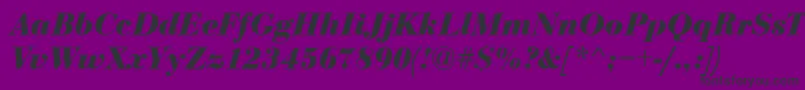 BodoniCeBoldItalic-fontti – mustat fontit violetilla taustalla