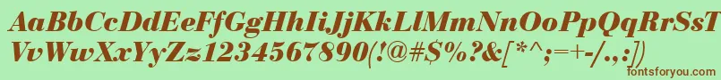 BodoniCeBoldItalic-fontti – ruskeat fontit vihreällä taustalla