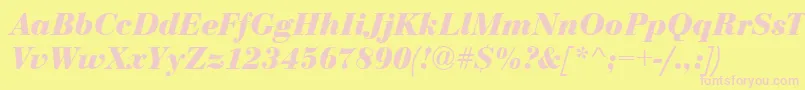 BodoniCeBoldItalic Font – Pink Fonts on Yellow Background