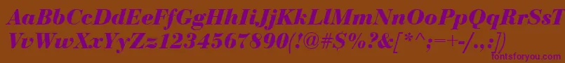 BodoniCeBoldItalic-fontti – violetit fontit ruskealla taustalla