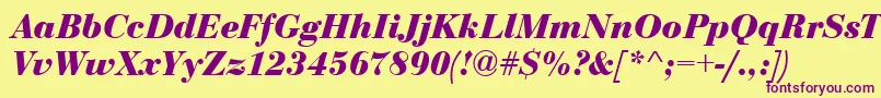 BodoniCeBoldItalic-fontti – violetit fontit keltaisella taustalla