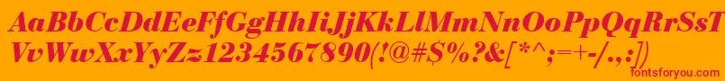BodoniCeBoldItalic Font – Red Fonts on Orange Background