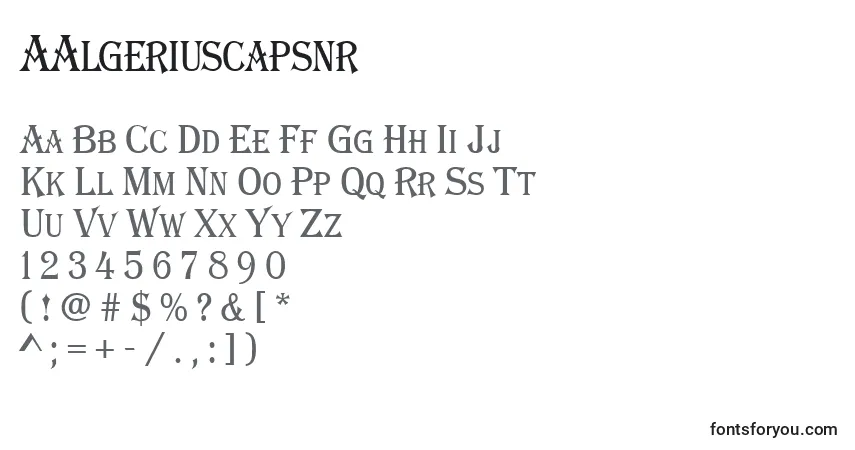 A fonte AAlgeriuscapsnr – alfabeto, números, caracteres especiais