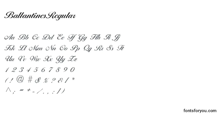 Czcionka BallantinesRegular – alfabet, cyfry, specjalne znaki