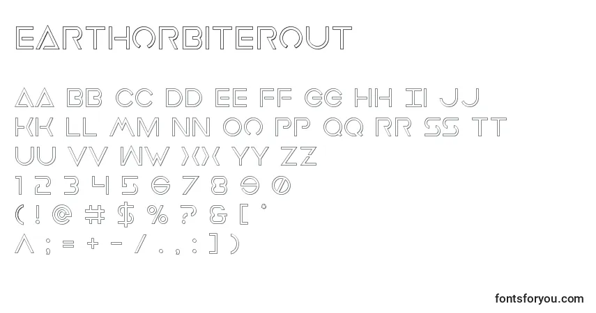 A fonte Earthorbiterout – alfabeto, números, caracteres especiais