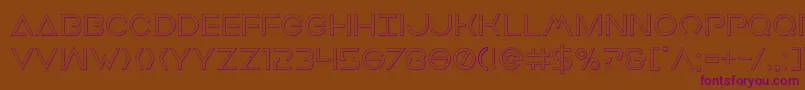 フォントEarthorbiterout – 紫色のフォント、茶色の背景