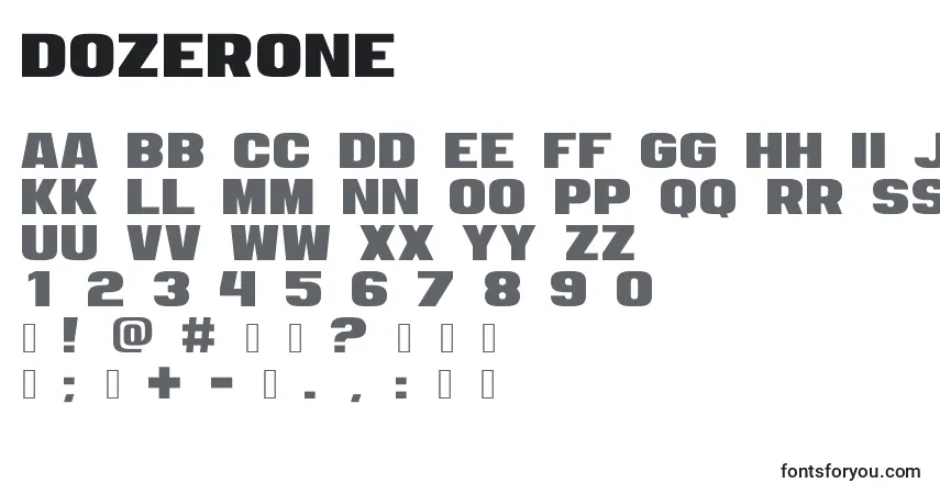 Шрифт Dozerone – алфавит, цифры, специальные символы