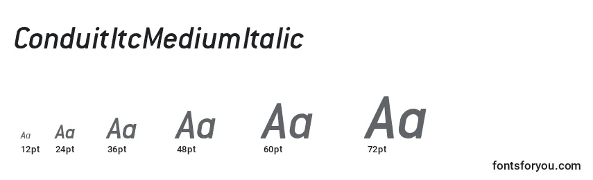 Размеры шрифта ConduitItcMediumItalic