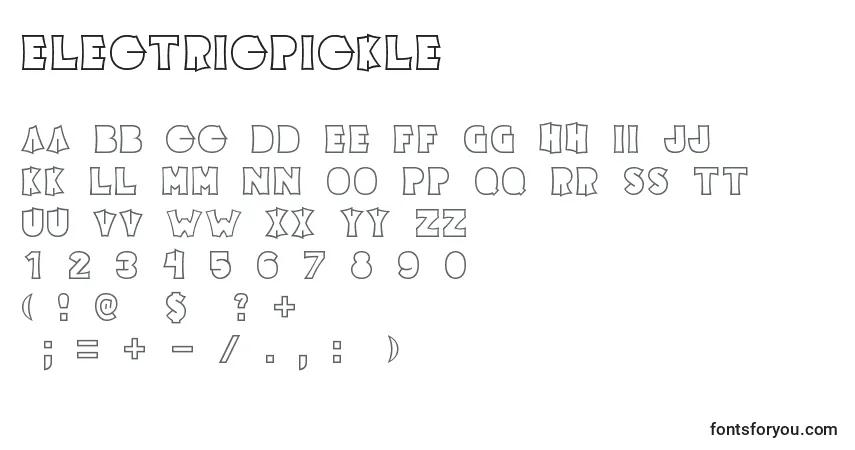 Fuente ElectricPickle - alfabeto, números, caracteres especiales